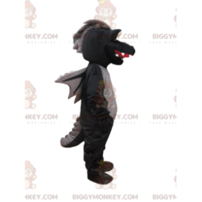 Costume de mascotte BIGGYMONKEY™ de dragon noir avec des ailes
