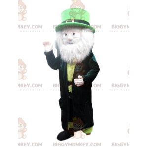 BIGGYMONKEY™ maskotdräkt av leprechaun med ett vackert vitt