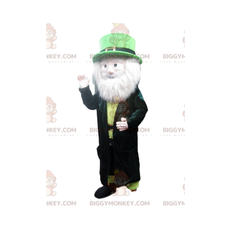 Leprechaunin BIGGYMONKEY™ maskottiasu kauniilla valkoisella