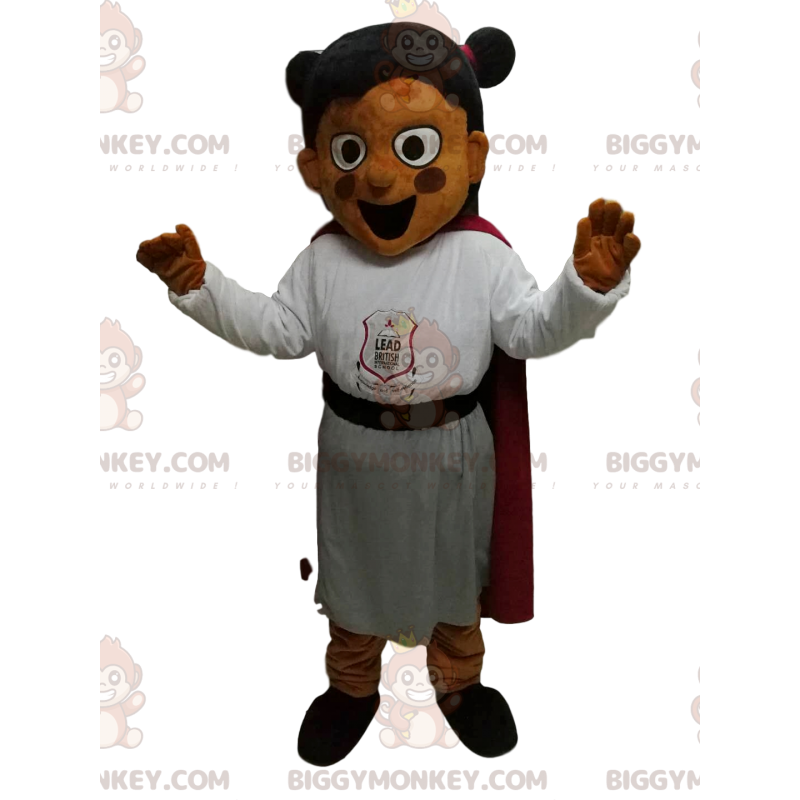 Little Girl BIGGYMONKEY™ Mascot Costume With Very Happy With