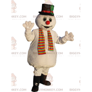 BIGGYMONKEY™ Snowman Mascot Costume with Black Hat -