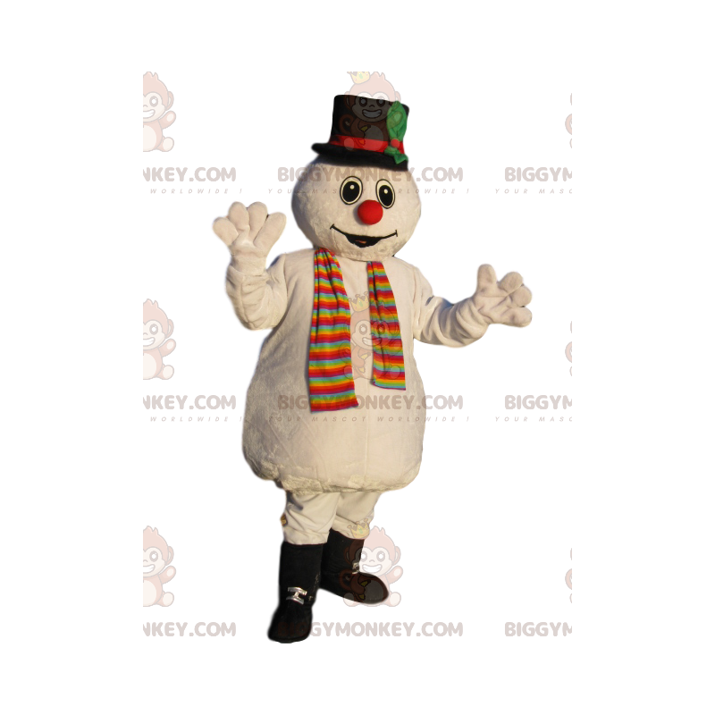 BIGGYMONKEY™ Snowman Mascot Costume with Black Hat –