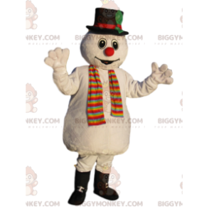 Kostým maskota sněhuláka BIGGYMONKEY™ s černým kloboukem –