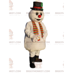 BIGGYMONKEY™ Costume da mascotte pupazzo di neve con cappello