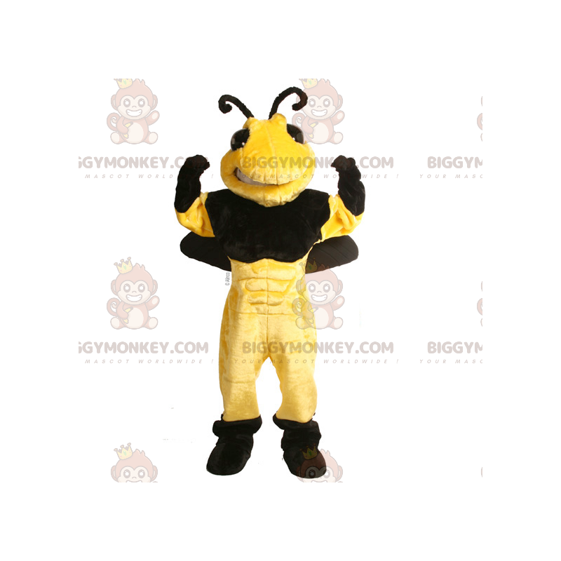 Costume de mascotte BIGGYMONKEY™ d'abeille de guêpe noire et