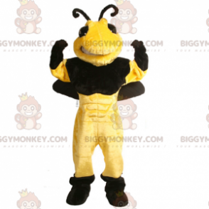 Costume de mascotte BIGGYMONKEY™ d'abeille de guêpe noire et