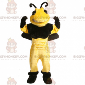 Schwarz-gelbes Wespenbienen-BIGGYMONKEY™-Maskottchen-Kostüm -