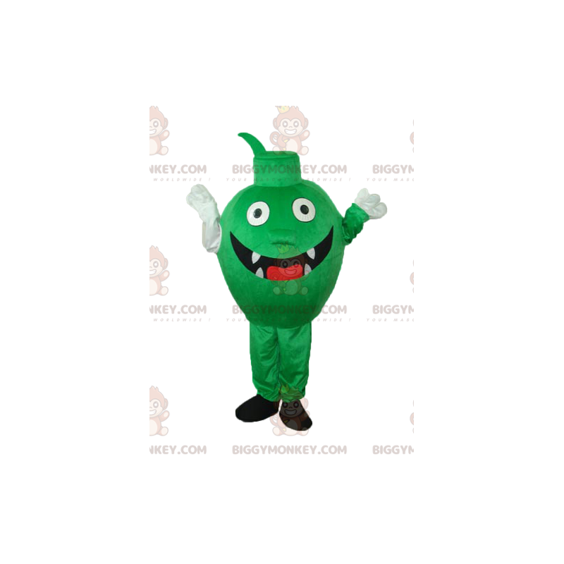 Traje de mascote BIGGYMONKEY™ Pequeno Monstro Verde com Dentes