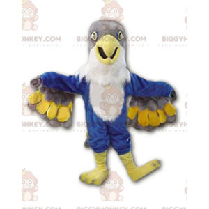 BIGGYMONKEY™ Vogel-Adler-Maskottchen-Kostüm, blau, grau und