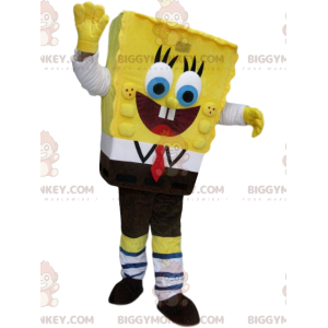 Costume de mascotte BIGGYMONKEY™ de Bob l'Eponge super heureux