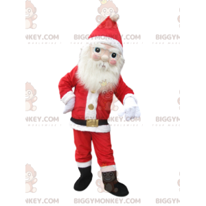 Στολή μασκότ Santa Claus BIGGYMONKEY™ με όμορφη λευκή γενειάδα