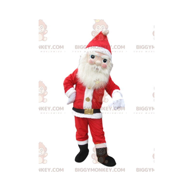 Costume de mascotte BIGGYMONKEY™ de Papa Noël avec une belle