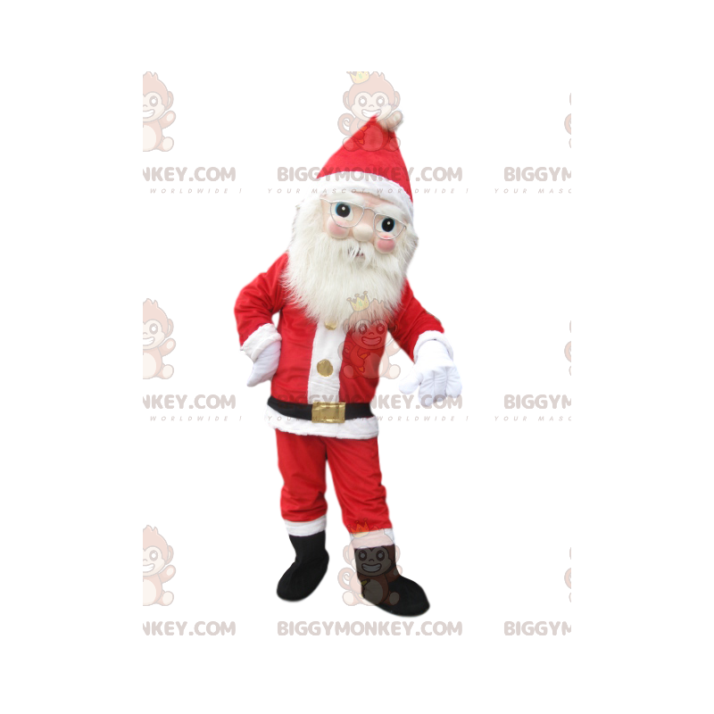 Julemanden BIGGYMONKEY™ maskotkostume med smukt hvidt skæg og