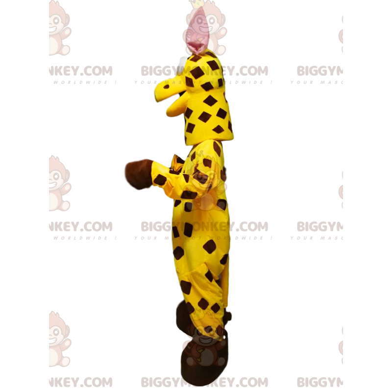 Traje de mascote de girafa BIGGYMONKEY™ com pelo amarelo