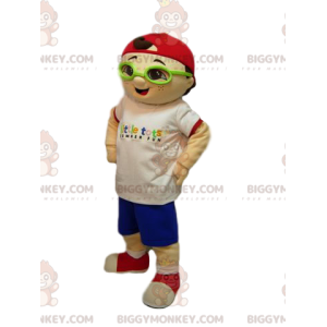 Little boy BIGGYMONKEY™ mascot costume with red cap –