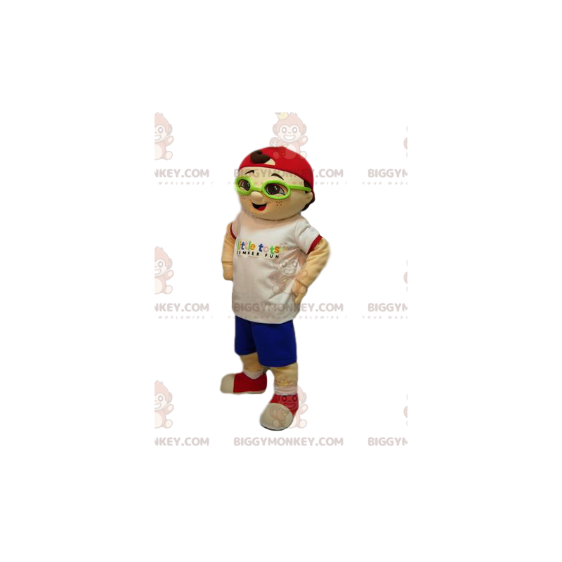 Lille dreng BIGGYMONKEY™ maskotkostume med rød kasket -