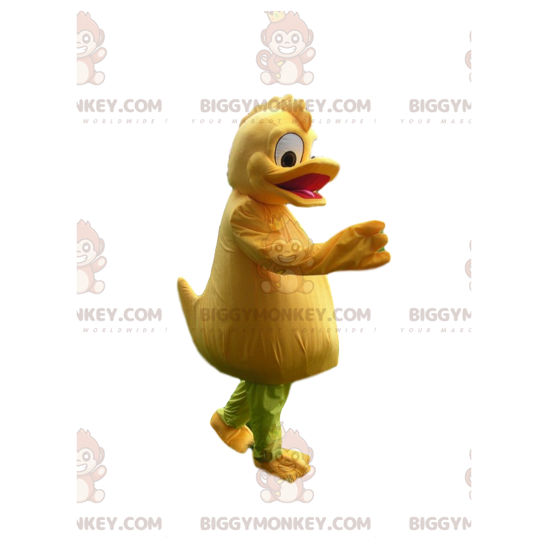 Traje de mascote BIGGYMONKEY™ Pato amarelo cômico com crista