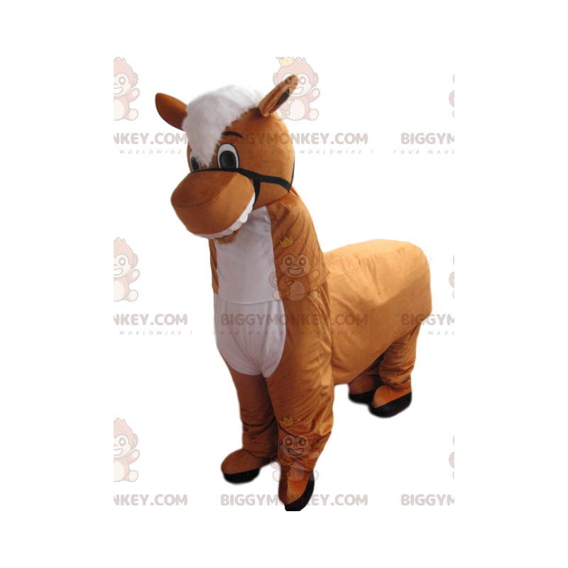Costume de mascotte BIGGYMONKEY™ d'âne brun et blanc. Costume