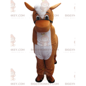 Brown and White Donkey BIGGYMONKEY™ Mascot Costume. Donkey