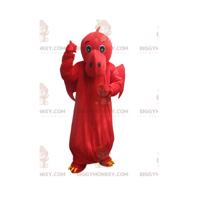 BIGGYMONKEY™ costume da mascotte di drago rosso con le ali.