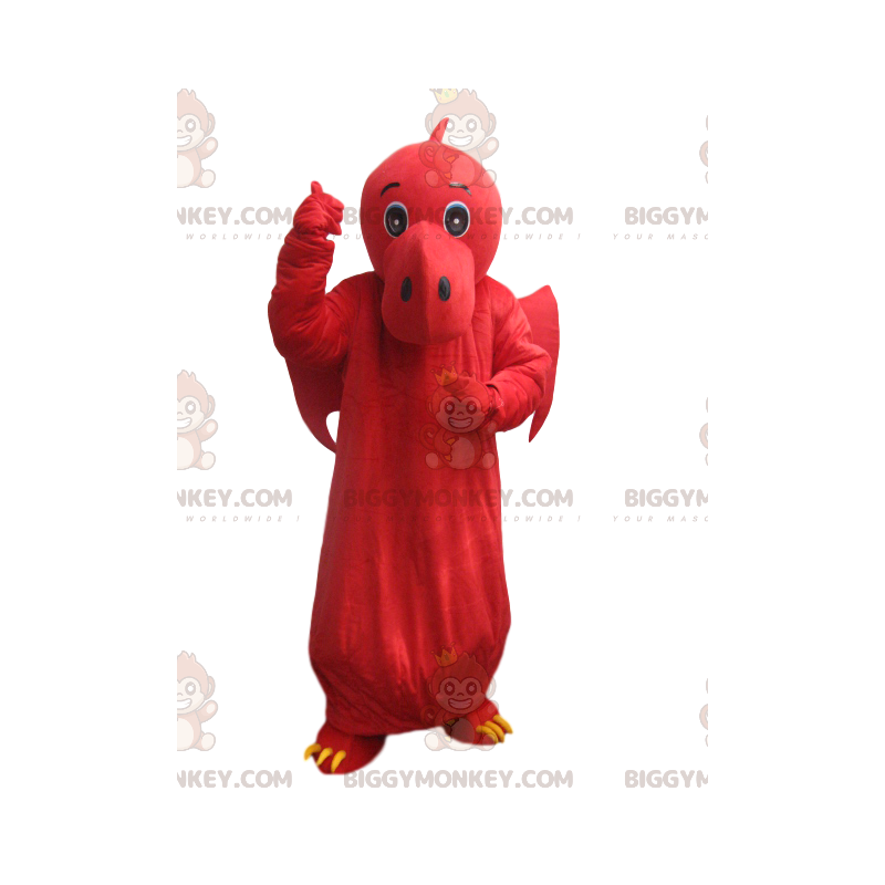 Kostým maskota BIGGYMONKEY™ červeného draka s křídly. kostým