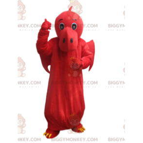 BIGGYMONKEY™ costume da mascotte di drago rosso con le ali.