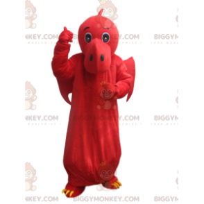 BIGGYMONKEY™ mascot costume of red dragon with wings. dragon