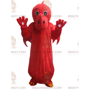 Disfraz de mascota BIGGYMONKEY™ de dragón rojo con alas. traje
