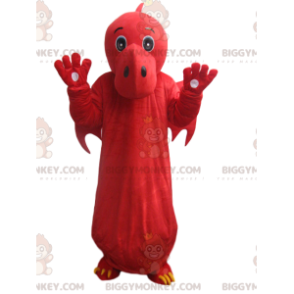 BIGGYMONKEY™ mascot costume of red dragon with wings. dragon