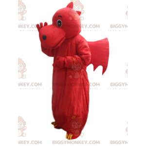 BIGGYMONKEY™ costume da mascotte di drago rosso con le ali.