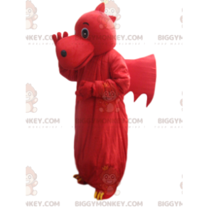 BIGGYMONKEY™ mascot costume of red dragon with wings. dragon