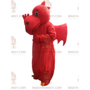 Disfraz de mascota BIGGYMONKEY™ de dragón rojo con alas. traje