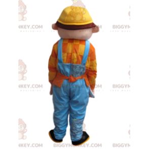 BIGGYMONKEY™-mascottekostuum voor heren met blauwe overall en