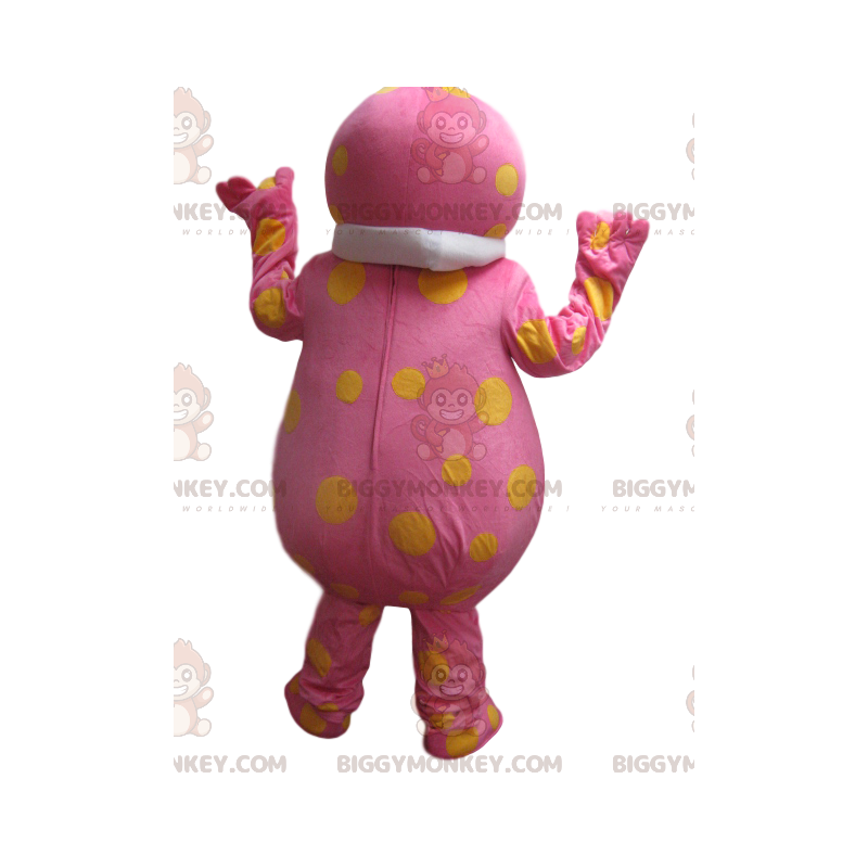 BIGGYMONKEY™ Pink Wacky Man Mascot κοστούμι με κίτρινες πουά -