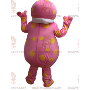 BIGGYMONKEY™ Roze Wacky Man-mascottekostuum met gele stippen -
