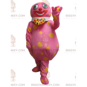Kostým maskota BIGGYMONKEY™ růžového šíleného muže se žlutými