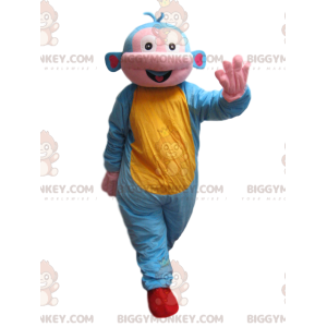 Blauwe en gele aap BIGGYMONKEY™ mascottekostuum -