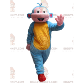 Blauwe en gele aap BIGGYMONKEY™ mascottekostuum -