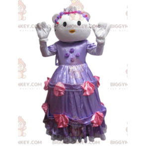 Hello Kitty BIGGYMONKEY™ Maskottchenkostüm mit lila Satinkleid
