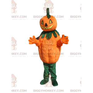 Pumpkin BIGGYMONKEY™ maskottiasu, jossa uhkaava pää -