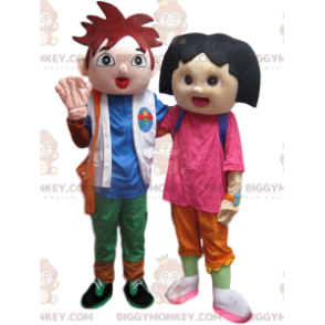 BIGGYMONKEY™ Maskottchen-Kostüm-Duo von Dora the Explorer und