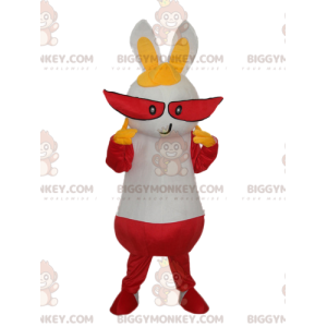 BIGGYMONKEY™ Costume da mascotte coniglietto bianco con lunghi