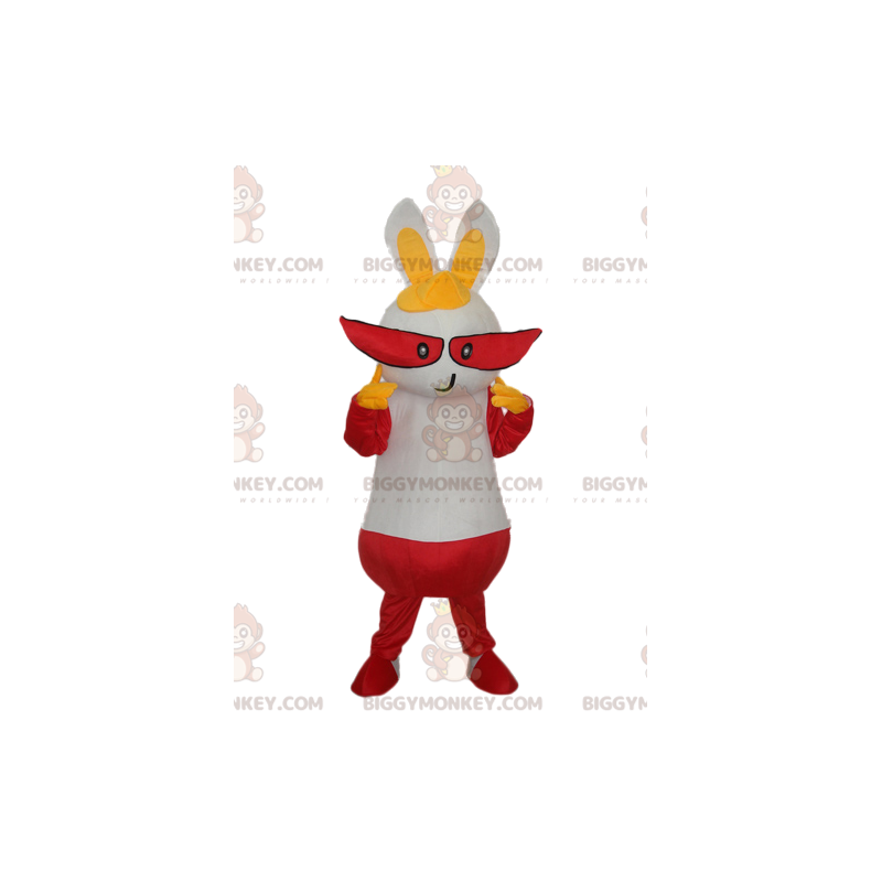 BIGGYMONKEY™ White Bunny With Long Red Eyes Mascot Costume –