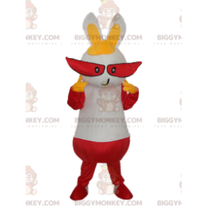 BIGGYMONKEY™ Costume da mascotte coniglietto bianco con lunghi
