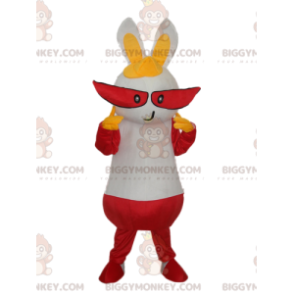 Costume de mascotte BIGGYMONKEY™ de lapinou blanc avec de longs