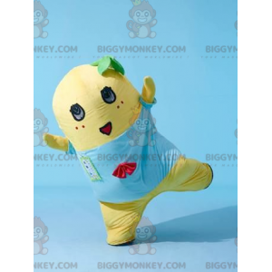 BIGGYMONKEY™ gul plys smilende mand maskot kostume -