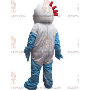BIGGYMONKEY™ Goofy wit en blauw sneeuwman-mascottekostuum -
