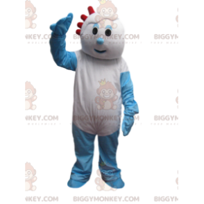 BIGGYMONKEY™ Goofy wit en blauw sneeuwman-mascottekostuum -