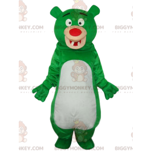BIGGYMONKEY™ Costume da mascotte Divertente orso verde e bianco