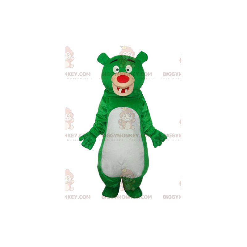 BIGGYMONKEY™ Mascot Costume Funny Green and White Bear with Red